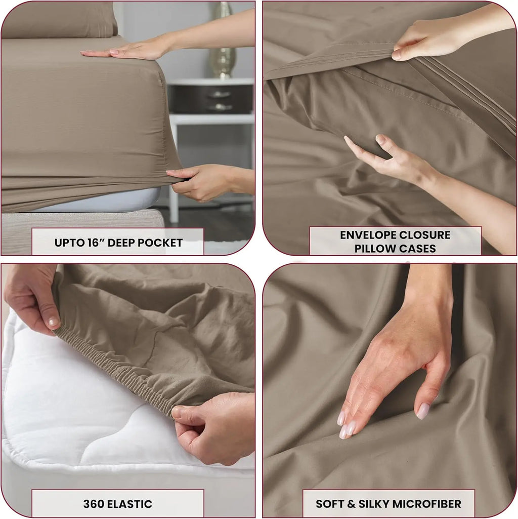LUX 6 Piece Microfiber Bed Sheets