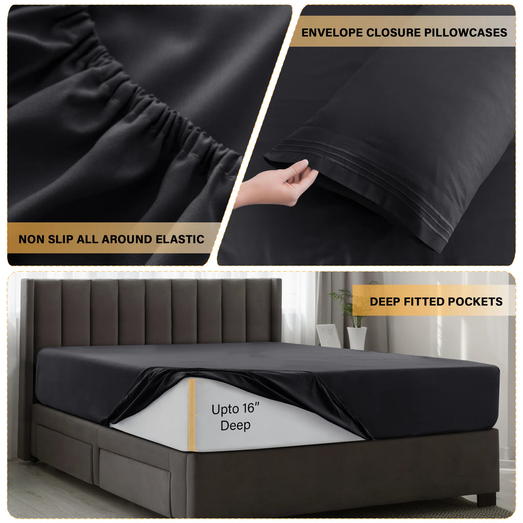 LUX 6 Piece Microfiber Bed Sheets