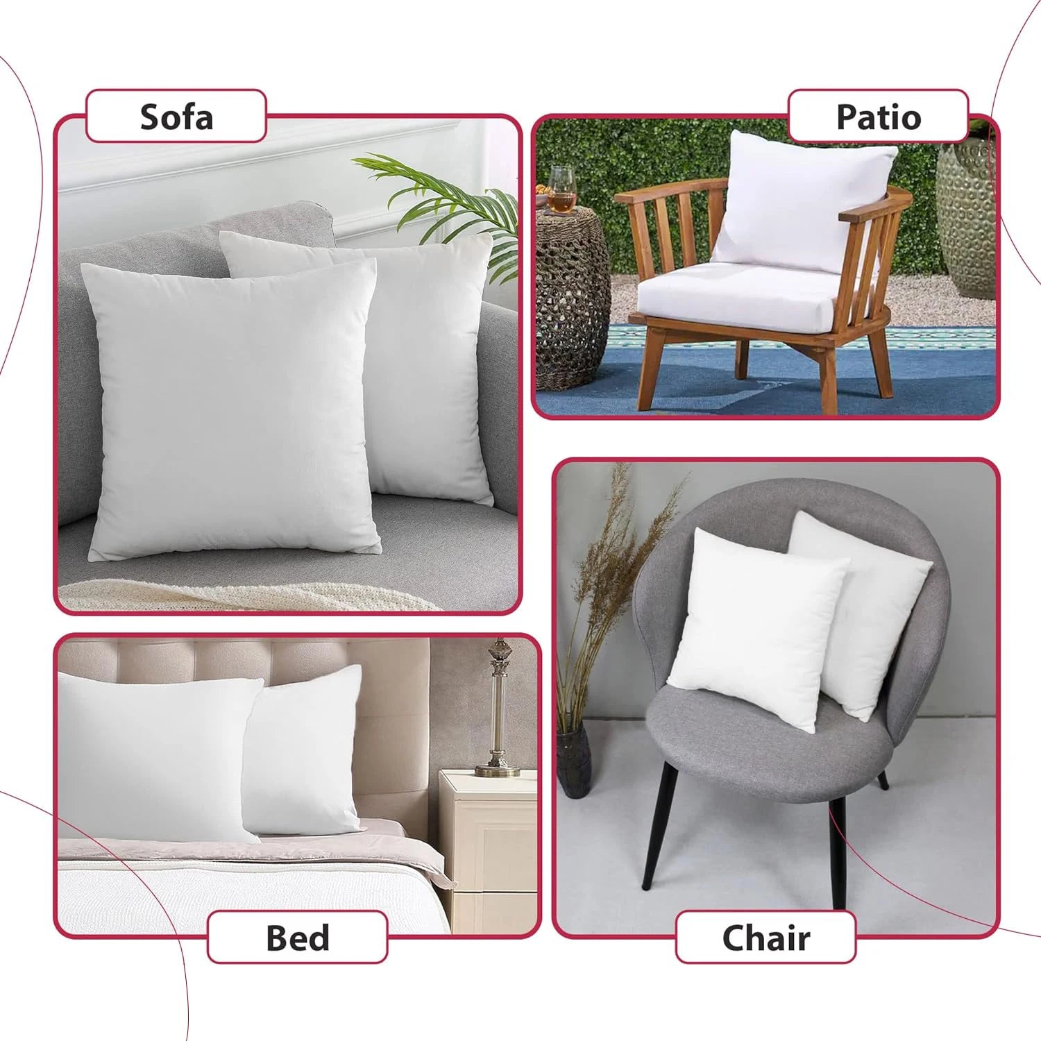 Throw Pillow Inserts – Set Of 4