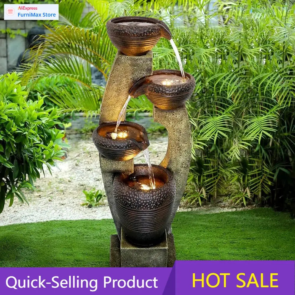 Outdoor Water Fountain And Waterfalls
