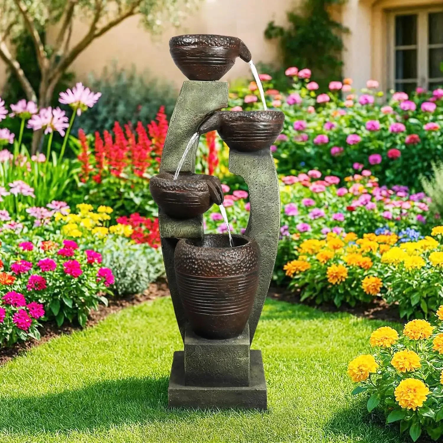 Outdoor Water Fountain And Waterfalls