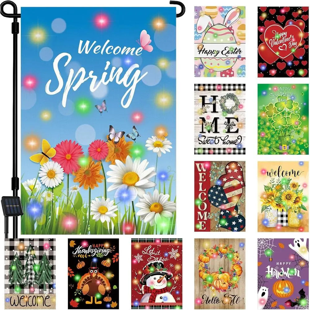 12-Piece Double-Sided LED Garden Flags