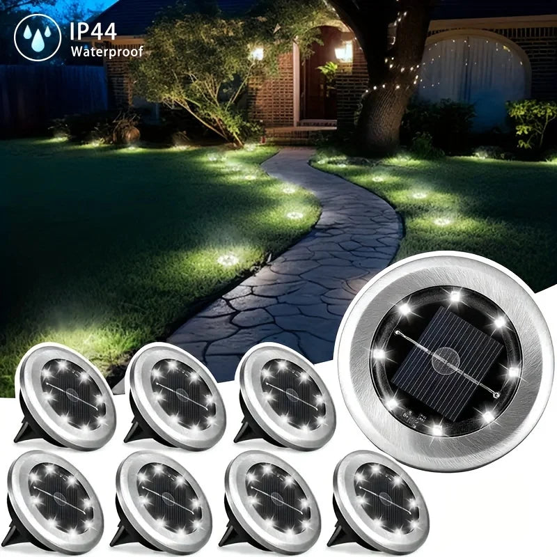 8 Pcs Solar Power Disk Light