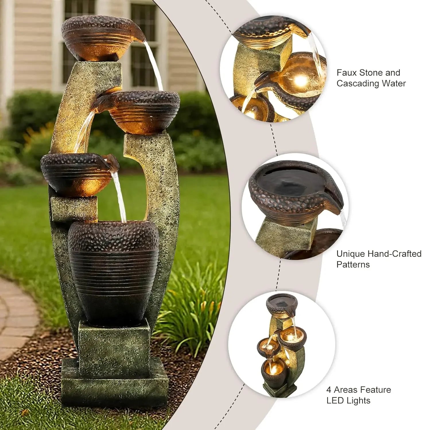 Outdoor Water Fountain And Waterfalls
