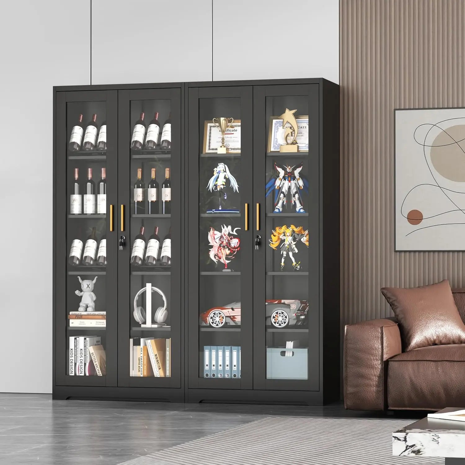 Lockable Display Cabinet With Glass Doors