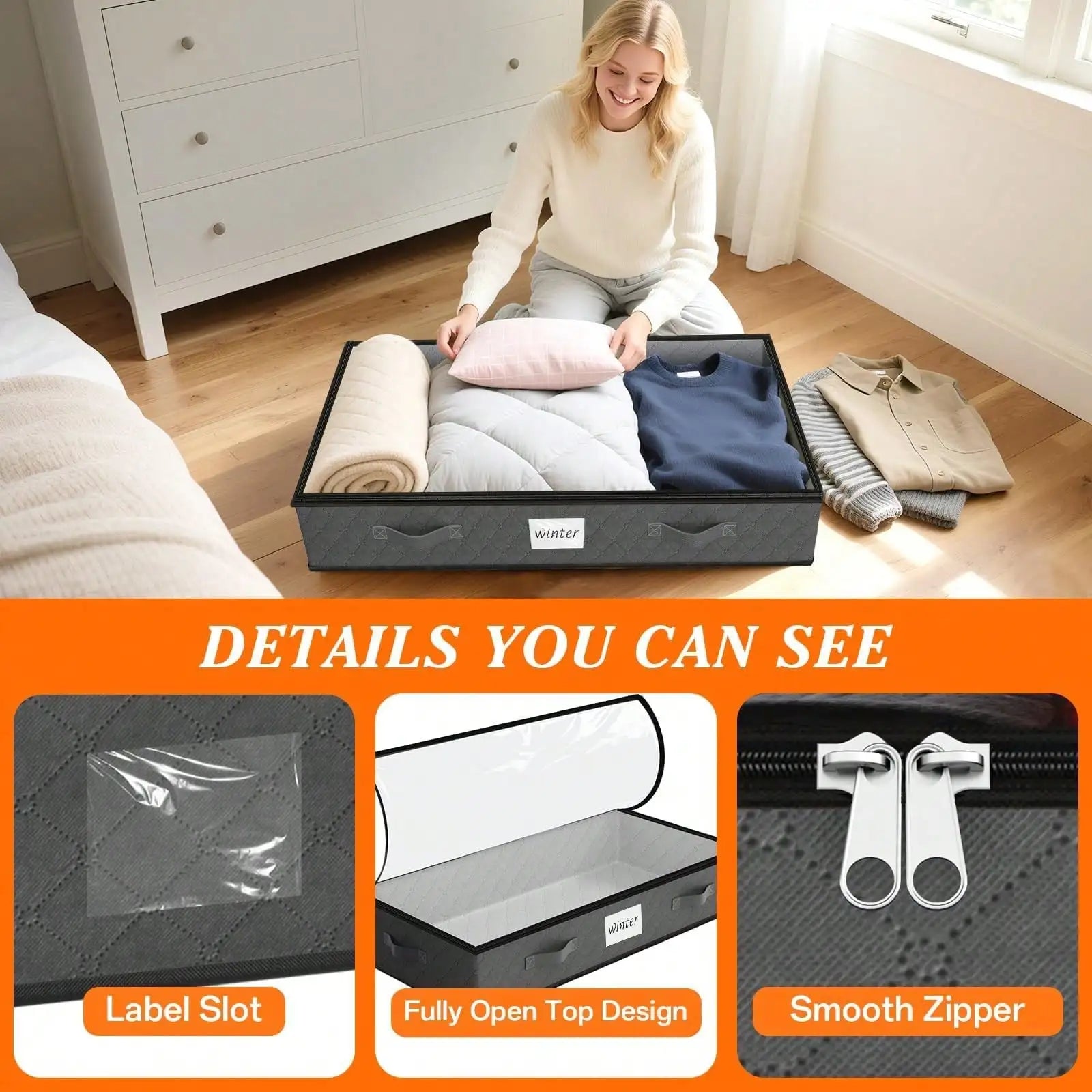 4PCS 90L Under Bed Storage Bins