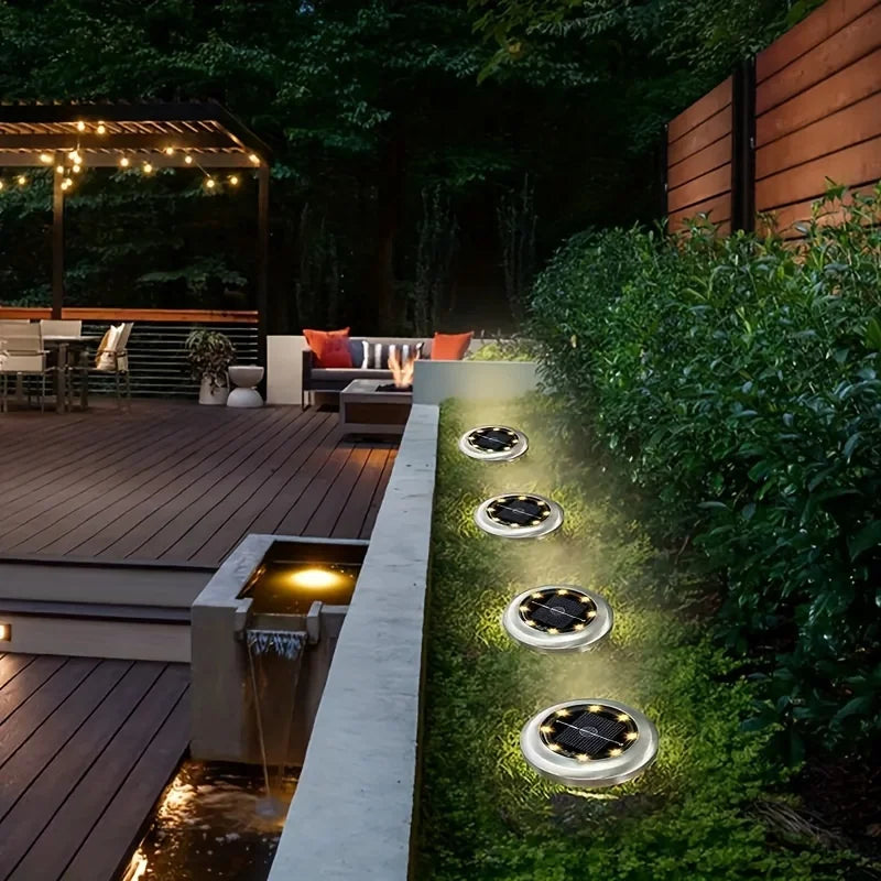 8 Pcs Solar Power Disk Light