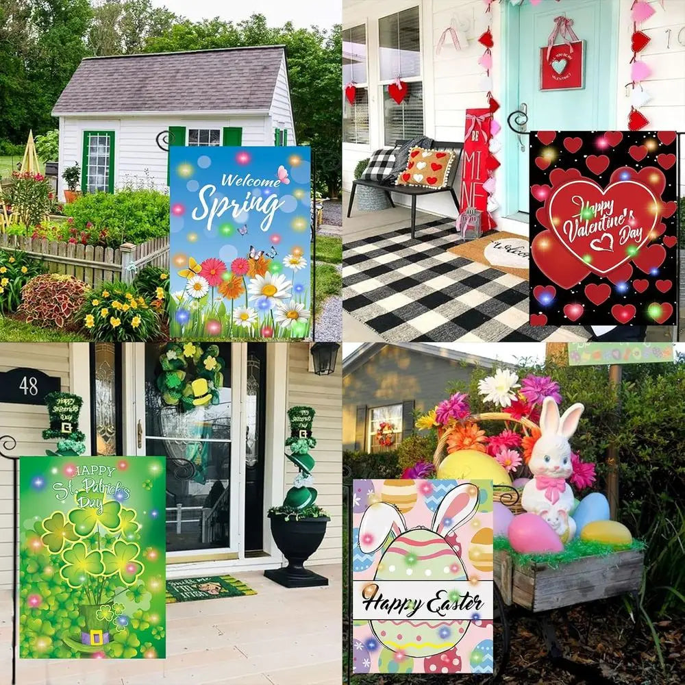 12-Piece Double-Sided LED Garden Flags