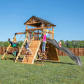 Wood Swing Set With Wave Slide