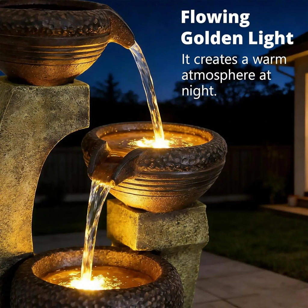 Outdoor Water Fountain And Waterfalls