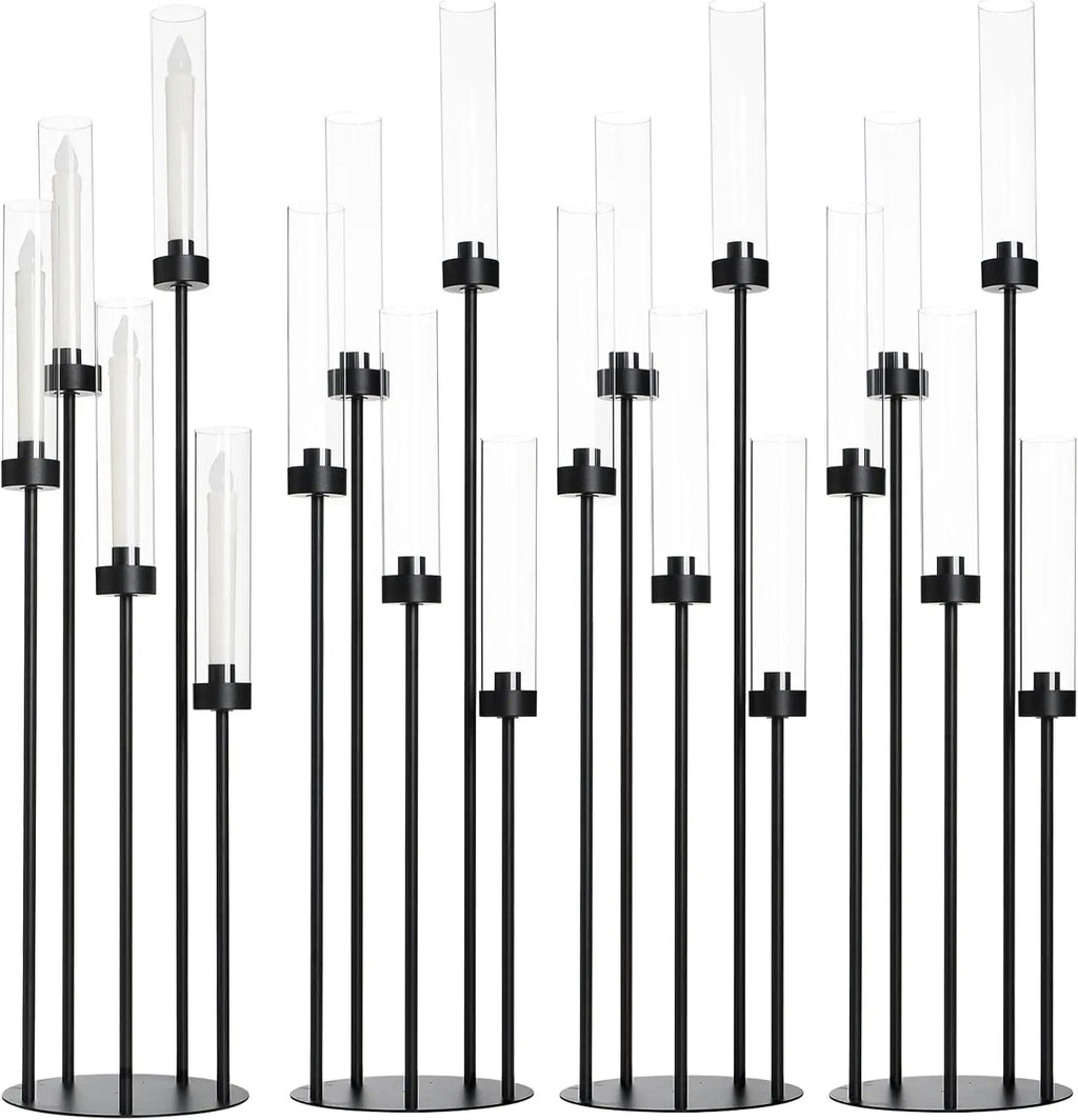 Matte Black Candle Holder With Shades