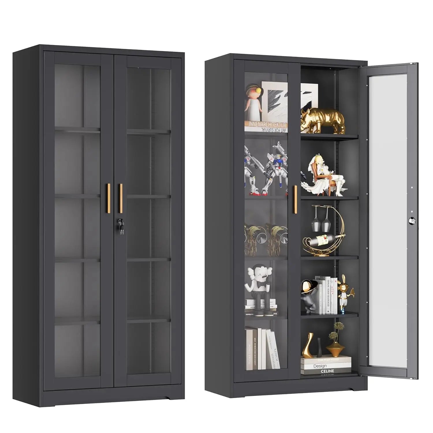 Lockable Display Cabinet With Glass Doors