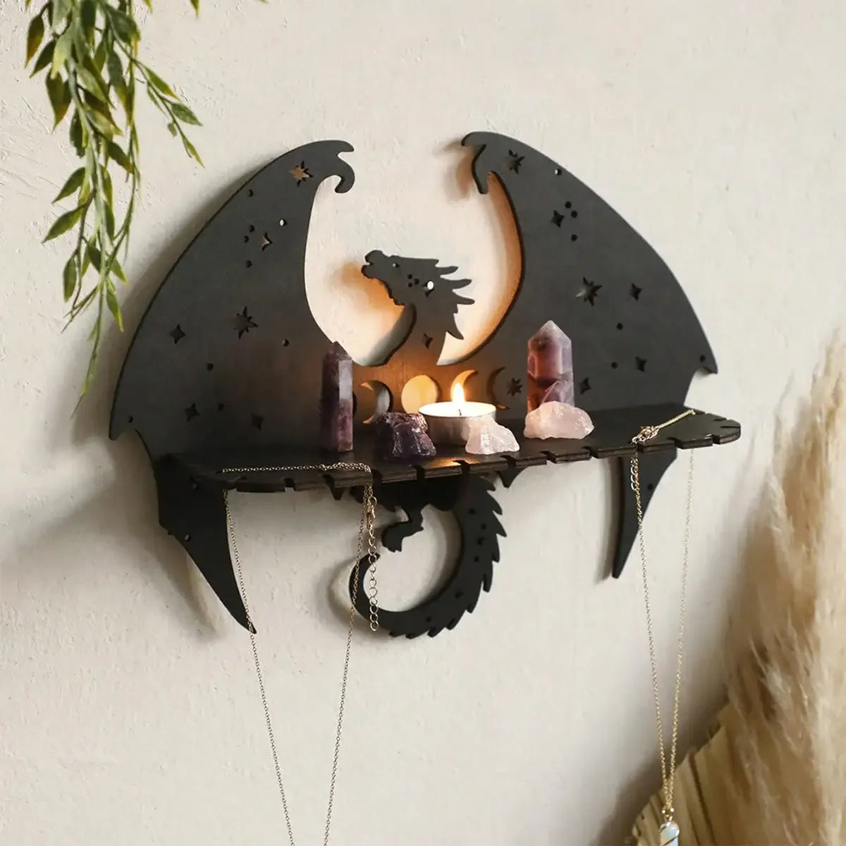 Gothic Wooden Dragon Wall Shelf