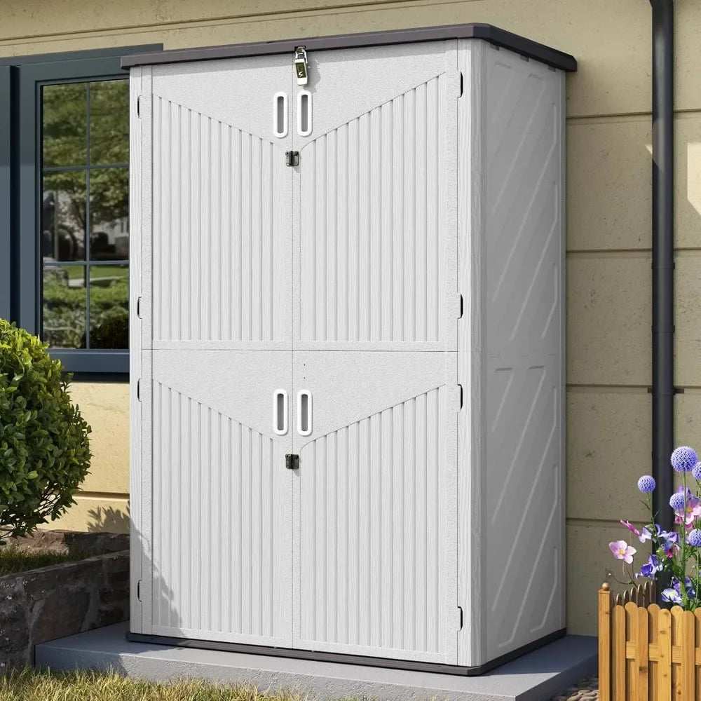 Outdoor Storage Shed, 64 Cu.Ft Vertical Sheds Outdoor with Floor, Outdoor Waterproof Storage Cabinet for Garage Storage
