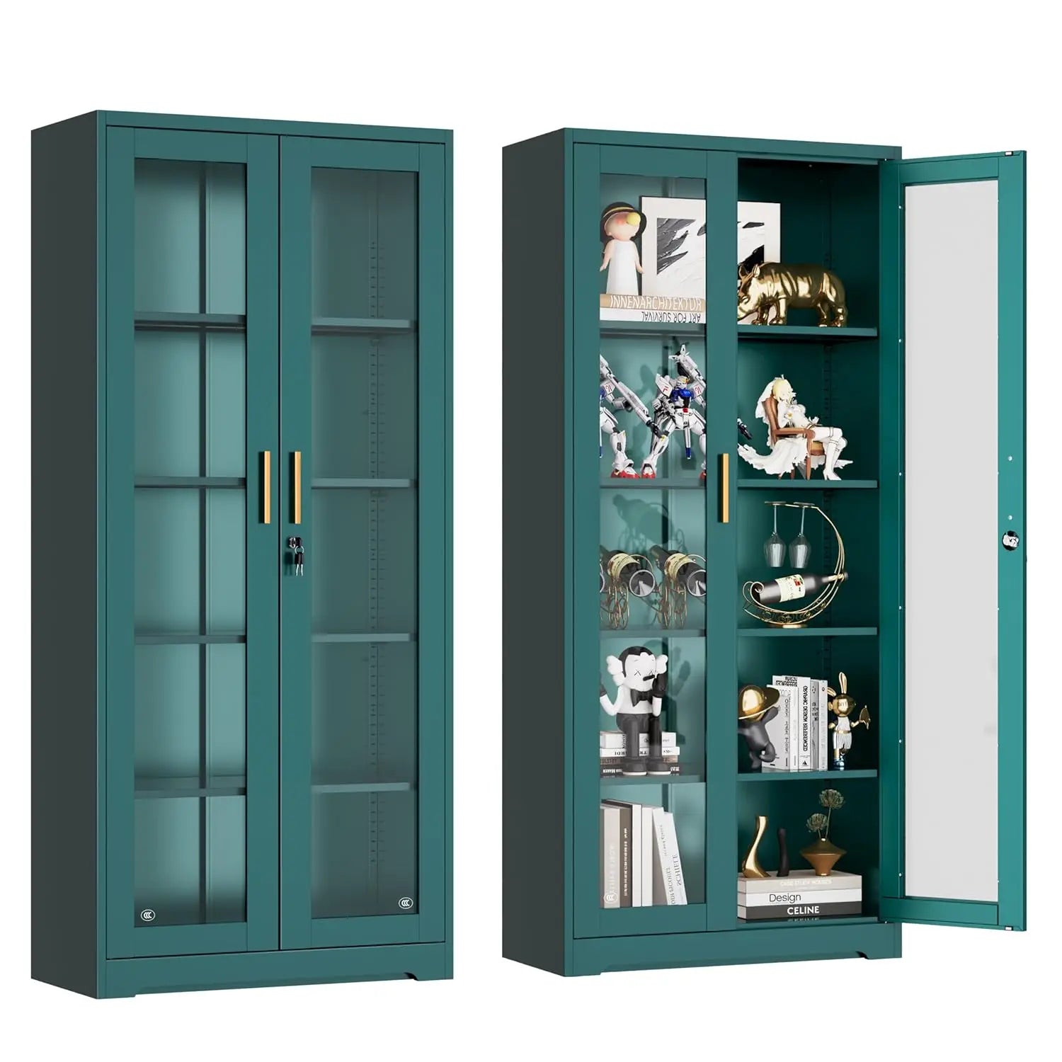Lockable Display Cabinet With Glass Doors