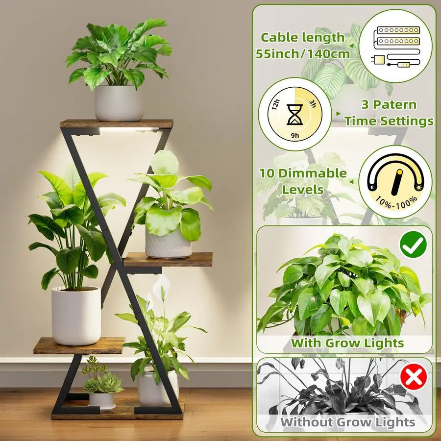 2 Pack Plant Stand With Grow Lights