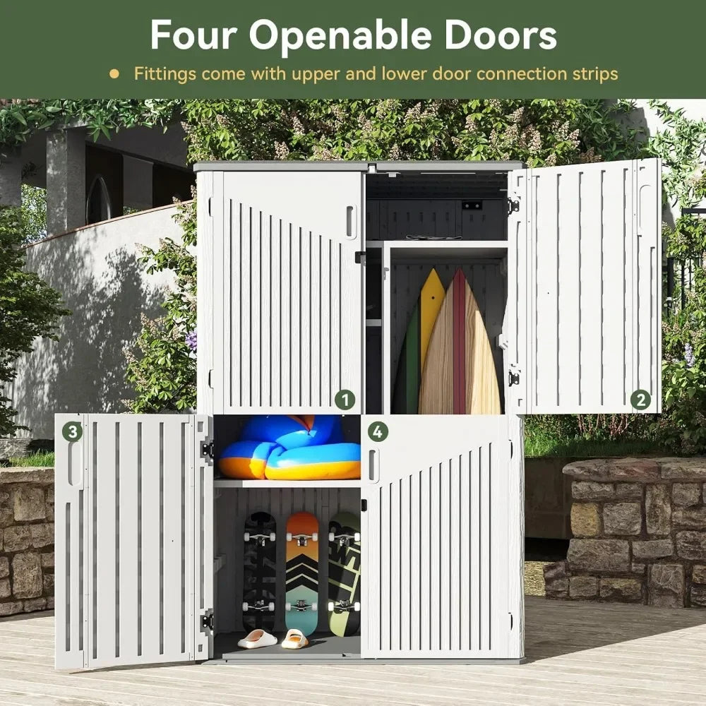 Outdoor Storage Shed, 64 Cu.Ft Vertical Sheds Outdoor with Floor, Outdoor Waterproof Storage Cabinet for Garage Storage