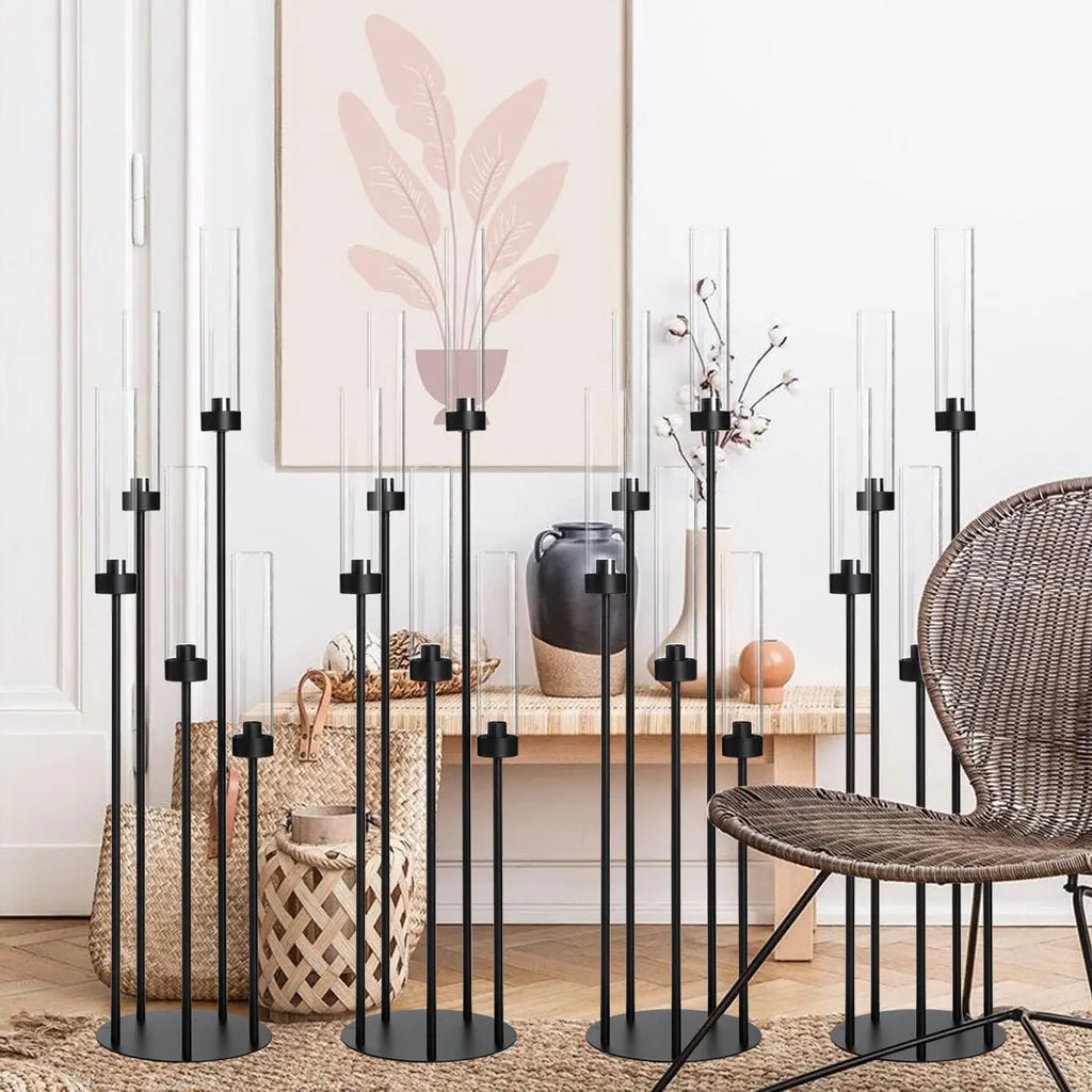 Matte Black Candle Holder With Shades