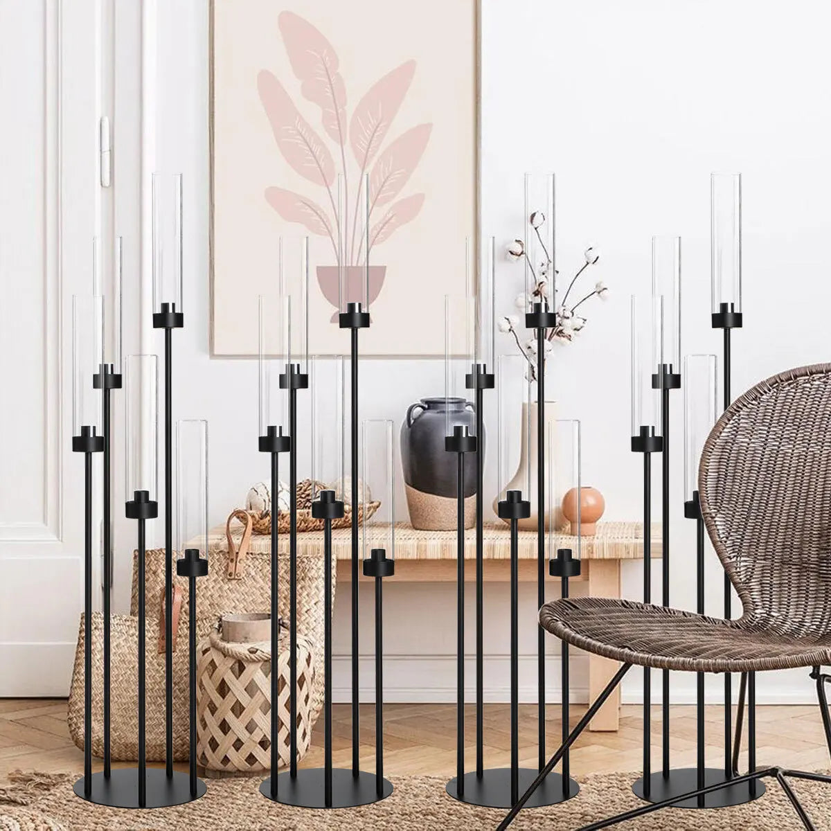 Matte Black Candle Holder With Shades