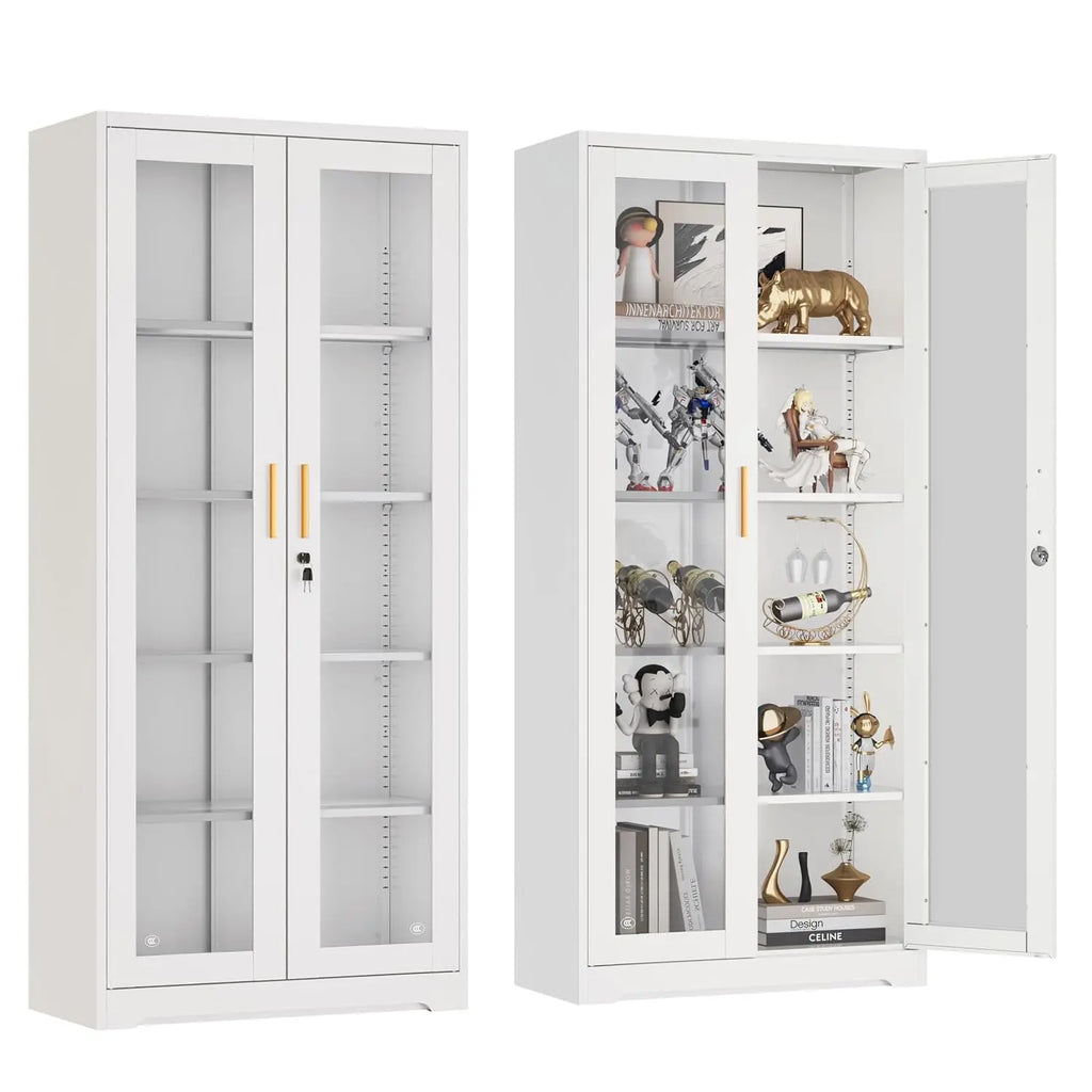 Lockable Display Cabinet With Glass Doors