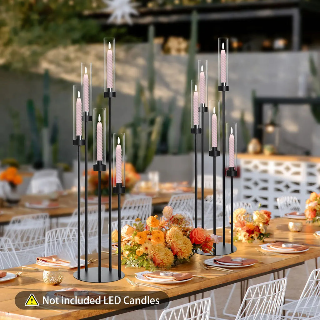 Matte Black Candle Holder With Shades