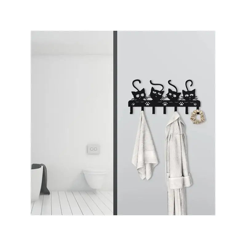 Black Cats Wall-Mounted Utility Hooks