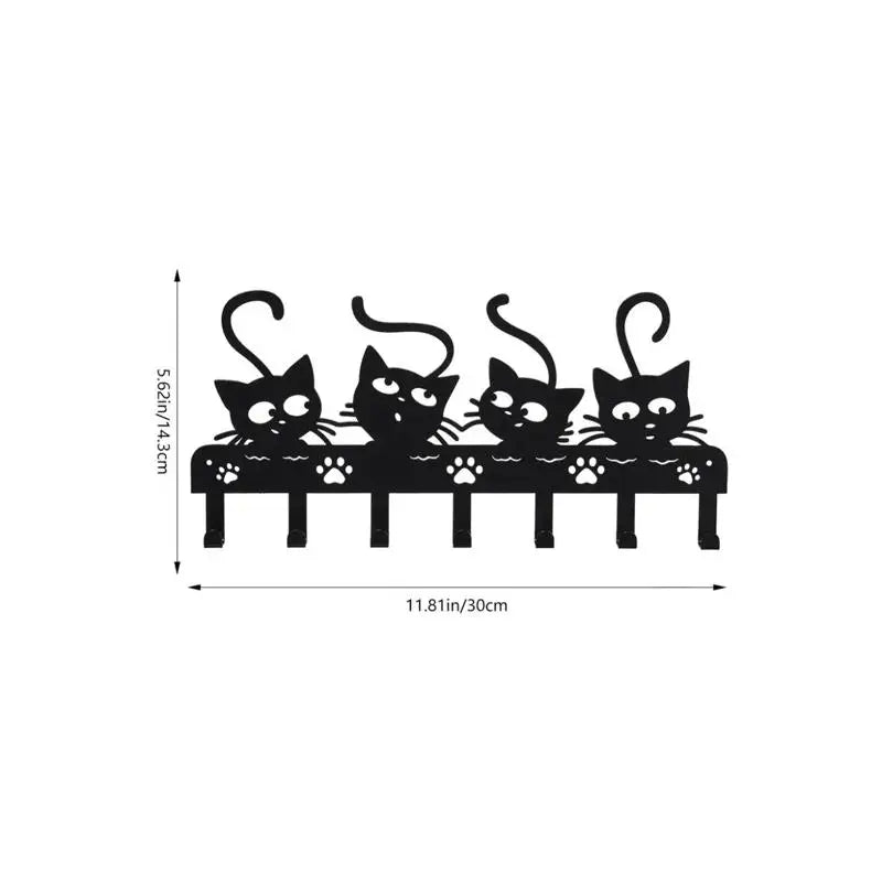 Black Cats Wall-Mounted Utility Hooks
