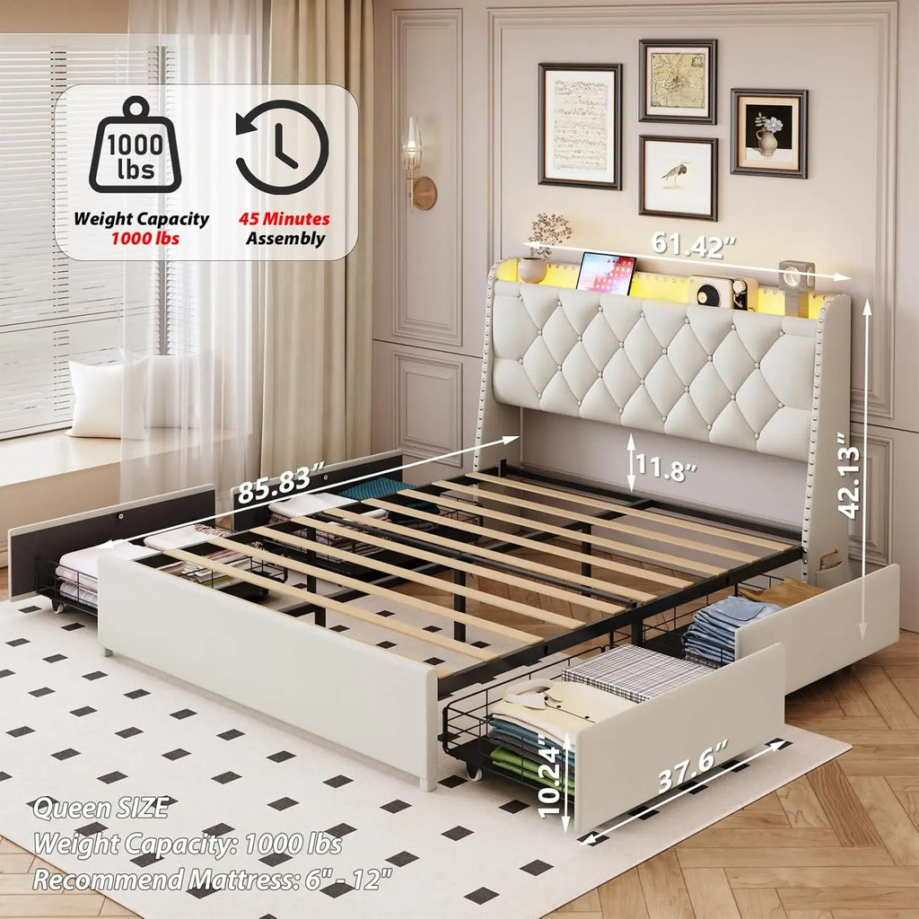 Upholstered Queen Size Bed Frame
