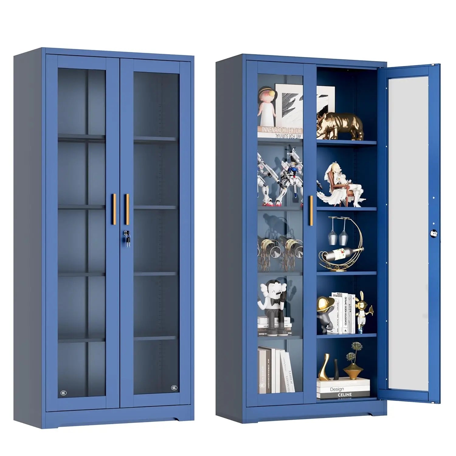 Lockable Display Cabinet With Glass Doors