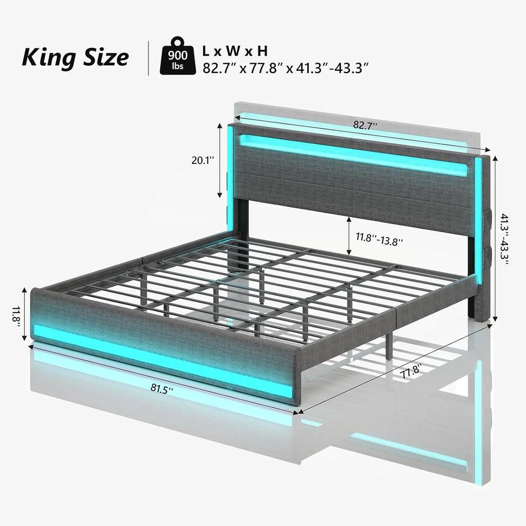 King Size Bed Frame With LED Lights