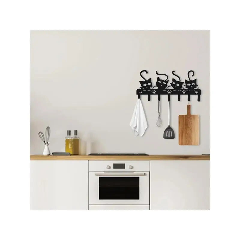 Black Cats Wall-Mounted Utility Hooks