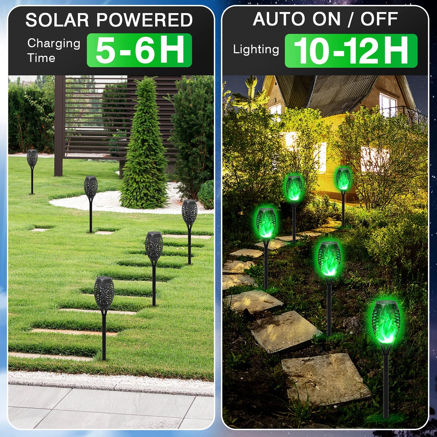 Flickering Solar Flame Outdoor Light