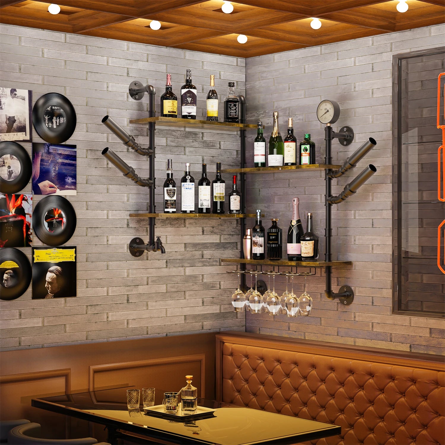 Pipe Bar Liquor Shelf