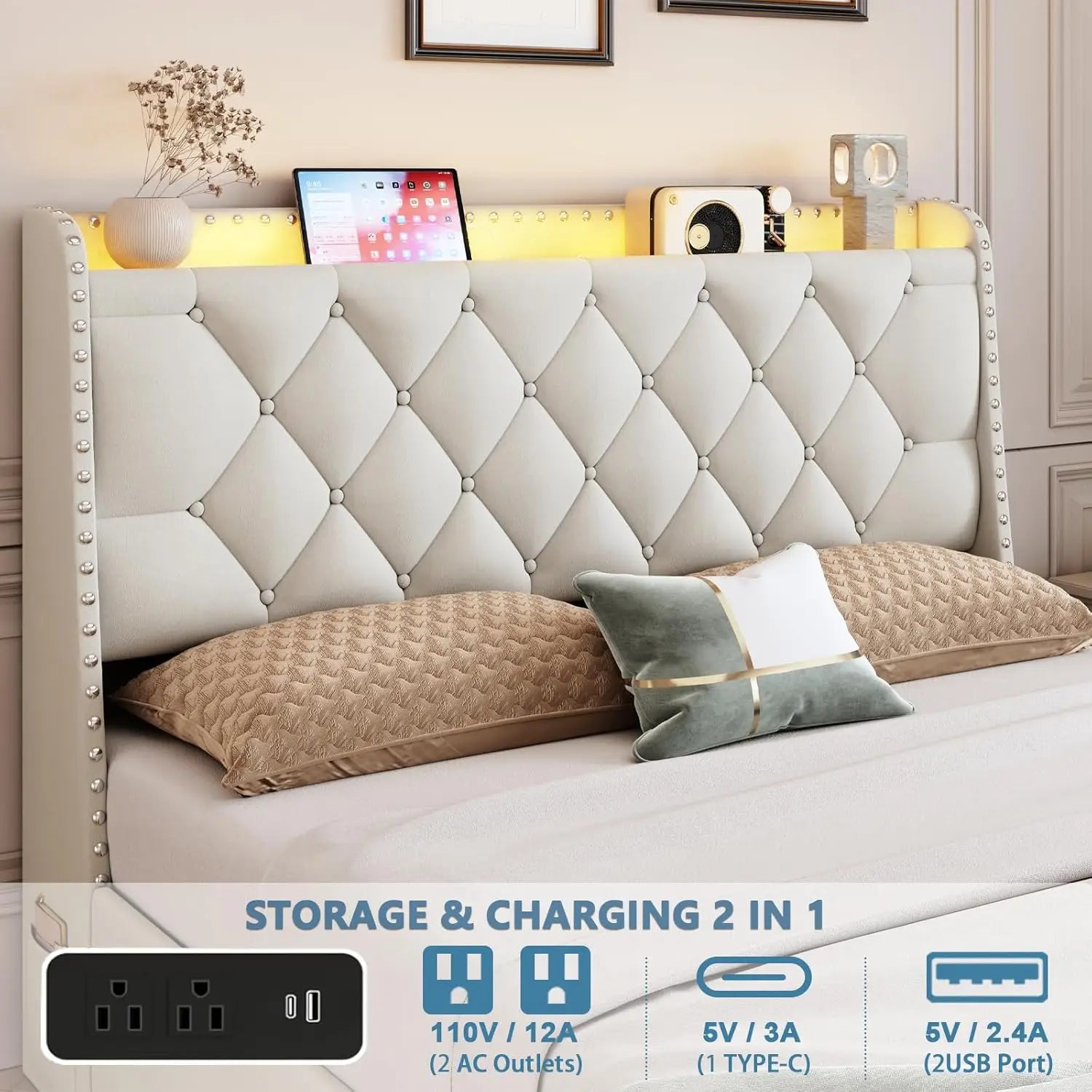 Upholstered Queen Size Bed Frame
