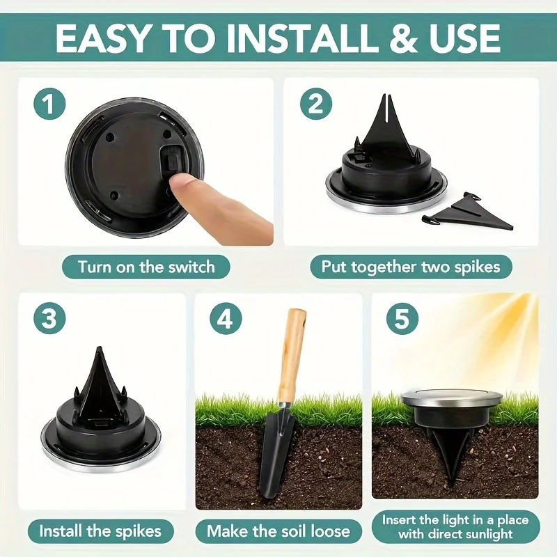 8 Pcs Solar Power Disk Light
