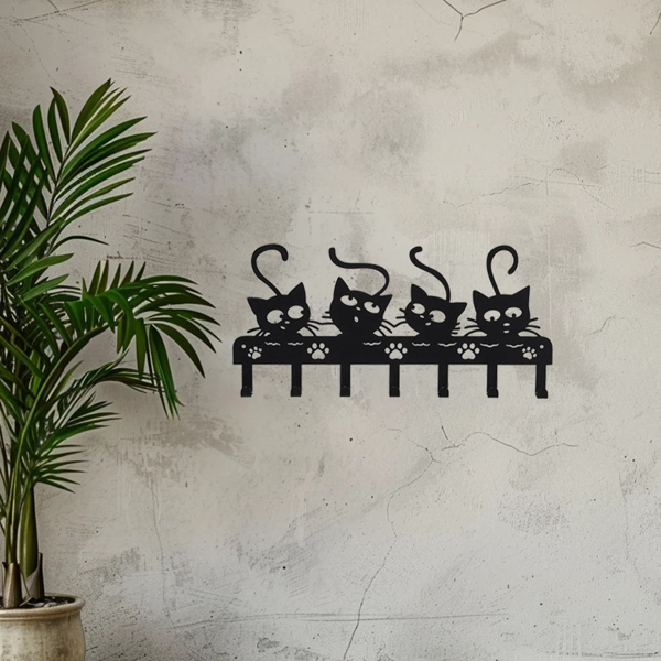 Black Cats Wall-Mounted Utility Hooks